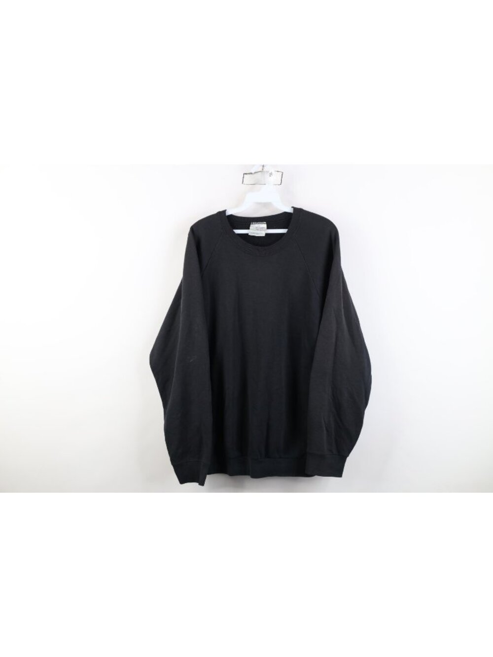 Vintage 90s Streetwear Mens XL Faded Blank Raglan Crewneck Sweatshirt Black